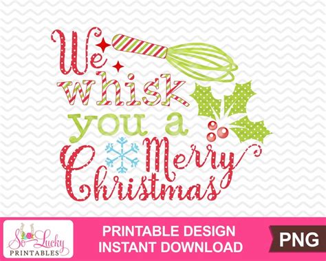 whisk   merry christmas watercolor printable etsy