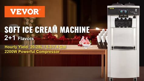 Vevor Commercial Ice Cream Machine 5 3 7 4gal H Soft Serve With Led