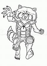 Raccoon Guardians Galaxia Guardianes Cohete Armadura Mapache Coloringonly Designlooter Groot sketch template