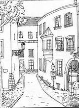 Cidades Colouring Paisaje Stadt Books Paisagens Buildings Paisajes Coloriages Einfache Neuen Hauses Zeichnen Ak0 Neighborhood Vida Bordar Sonhos Desenhar Colorier sketch template