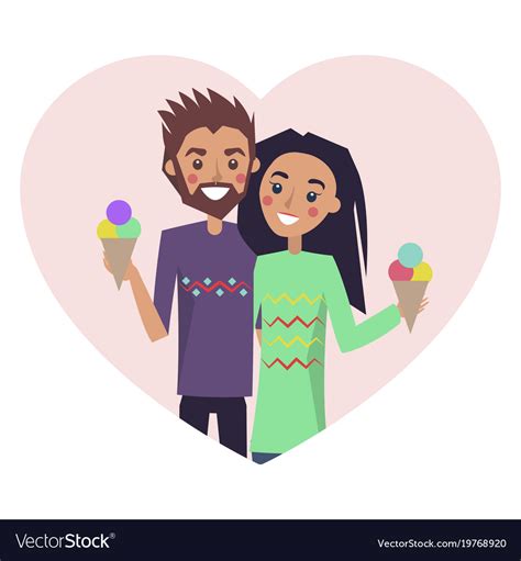 Couple In Love With Ice Cream Royalty Free Vector Image