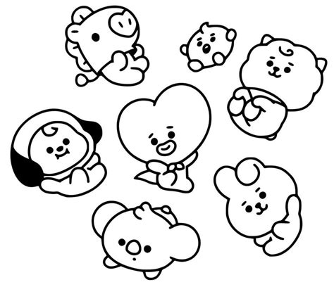 cute characters bt coloring page  printable coloring pages  kids