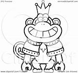 Crown Monkey Wearing King Cartoon Robe Coloring Clipart Cory Thoman Outlined Vector 2021 Illustration sketch template