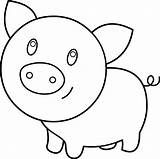 Pig Cute Coloring Pages Clipart Clip Baby Face Printable Book Pen sketch template