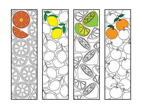 citrus bookmarks  coloring page etsy coloring pages