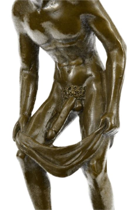 Collector Edition Nude Male Bronze Sculpture On Marble Base