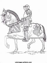 Coloring Pages Chevalier Chevaliers Coloriages Knight Dessin Coloriage Horse Imprimer Adult Colouring Colorier Cheval Drawing Medieval Et Moyen Books Draw sketch template