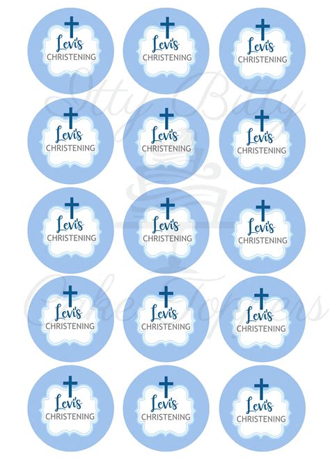 christening religious edible cupcake toppers blue itty bitty cake toppers
