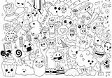 Kawaii Coloring Pages Collage Cute Rocks Cat Cupcakes Kitties sketch template