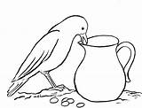 Crow Drawing Pitcher Step Fable Aesop Simple Samanthasbell Illustration sketch template