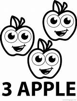 Coloring Apple Pages Three Cartoon Wecoloringpage sketch template