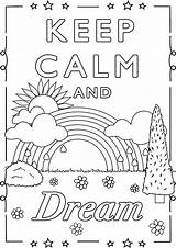 Calm Keep Dream Coloring Rainbow Pages Cute Trees Landscape Adult sketch template