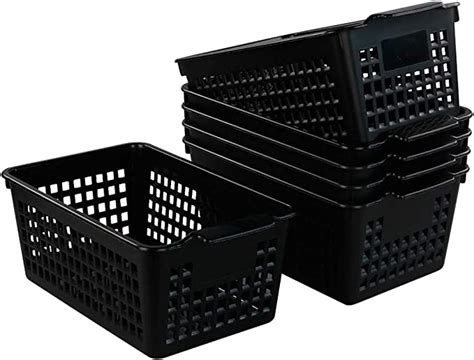 bblie 6 pack black plastic baskets small deep storage basket amazon