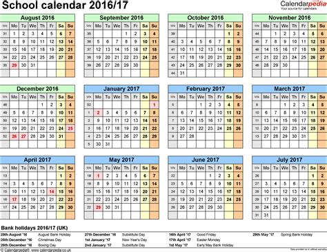 school calendars 2016 2017 as free printable excel templates