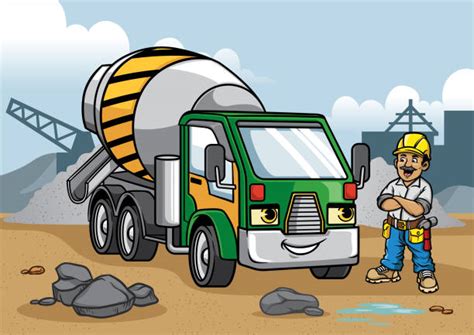 cartoon   cement truck illustrations royalty  vector graphics