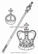 Colouring Regalia Jewels Jubilee Coronation Activityvillage Sovereign 90th sketch template