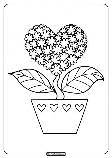 printable heart shaped flower coloring page heart coloring pages