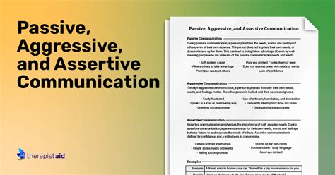 passive aggressive  assertive communication worksheet