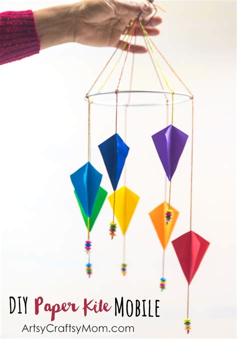 easy diy paper kite mobile sankranti kite craft  kids