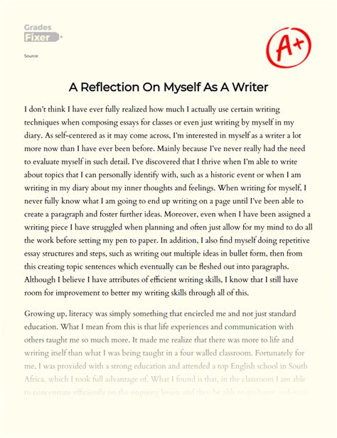 reflection     writer essay   words gradesfixer