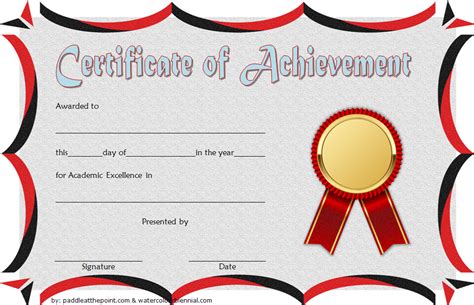 academic achievement certificate template paddle templates