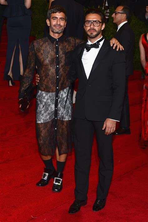 marc jacobs wore a sheer lace dress to the met gala last night the sword