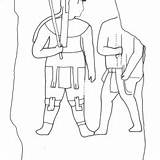 Olmec Drawing Fragment Depicting Figures Standing Two sketch template