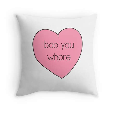 boo you whore heart throw pillows by moxie graphics redbubble