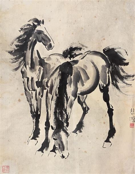 pin  xu beihong  famous horses chinese brush painter