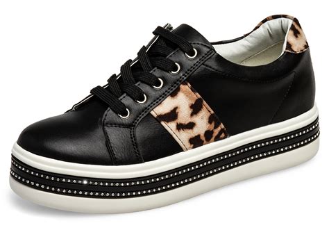 caspar sbo womens sneakers trainers leopard pattern  top glitter
