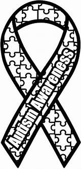 Autism Awareness Coloring Ribbon Puzzle Piece Cancer Clipart Clip Drawing Sheets Pages Symbol Color Activities Printable Cliparts Month Breast Outline sketch template