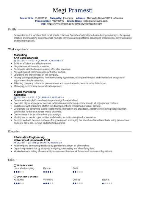 digital marketing resume sample kickresume