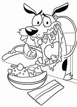 Coloring Dog Courage Pages Cowardly Eating Chowder Ice Cream Dirty Cartoon Sheets Printable Cute Drawing Colouring Color Kids Getcolorings Sheet sketch template