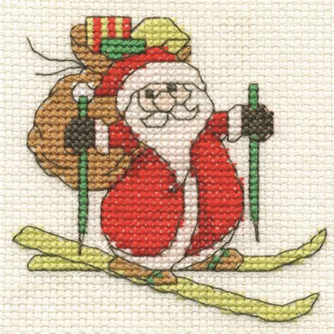 dmc mini cross stitch kit christmas  designs santa snowman presents bauble