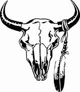 Skull Cow Bull Outline Clipart Drawing Stencil Animal Cattle sketch template