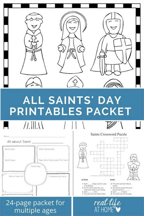 saints day printables packet featuring puzzles coloring pages