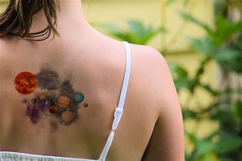 temporary tattoo watercolor solar system sun moon  siideways