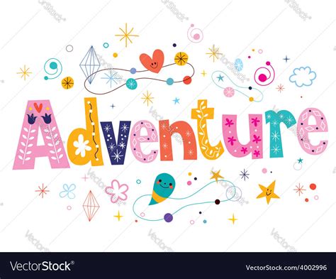 word adventure decorative type lettering text vector image