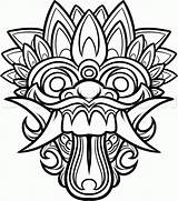 Indonesian Balinese Coloring Japon Tiki Bali Masken Clipartmag Imgarcade sketch template