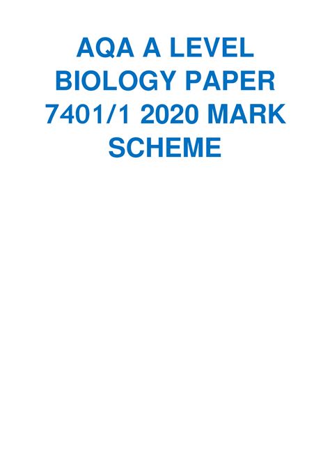 aqa  level biology paper  mark scheme  latest solution