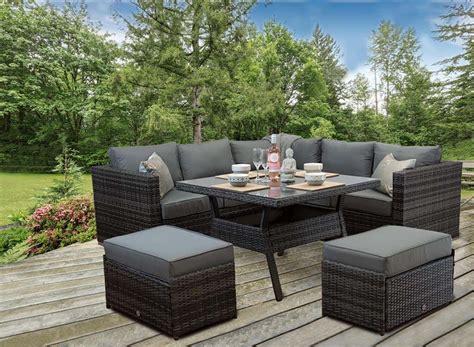 rattan patio outdoor garden corner sofa dining table chairs set aluminuim lodge furniture uk