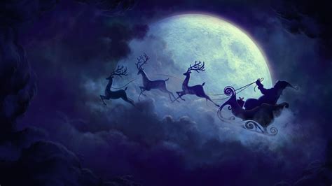 santa claus flying  moonlight wallpapers hd desktop  mobile