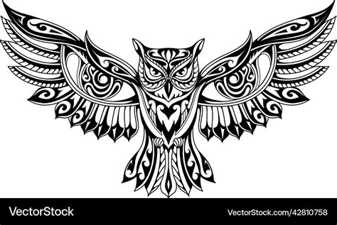 tribal style owl tattoo royalty  vector image