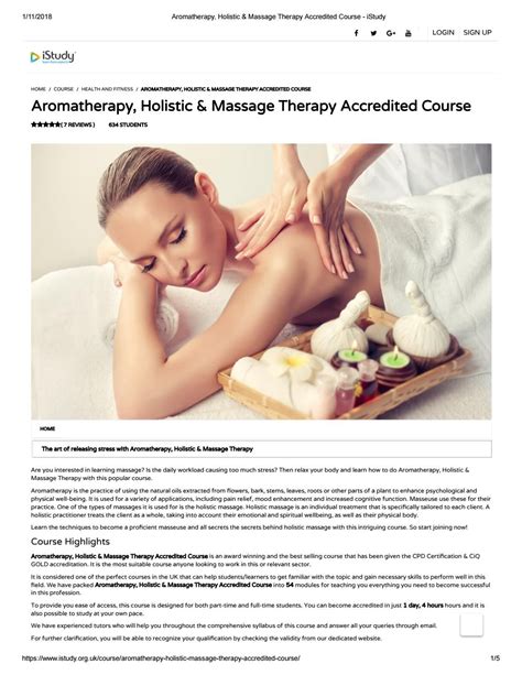 aromatherapy holistic and massage therapy accredited course