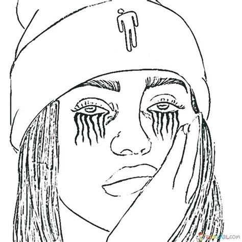 coloring pages billie eilish print  talented singer coloring pages billie eilish drawings