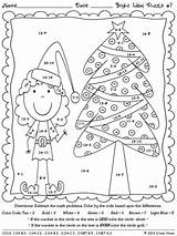 Christmas Math Code Color Worksheets Coloring Puzzles Activities Irene Hines Pages Grade Teacherspayteachers sketch template