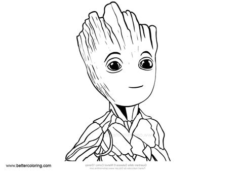 baby groot coloring pages easy drawing  printable coloring pages