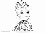 Groot Baby Drawing Easy Coloring Pages Printable Color Kids sketch template