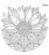 Coloring Pages Sunflower Flower Madala Color Mandala Flowers Printable Abstract Sunflowers Sheets Adult Popular Choose Board sketch template
