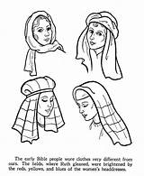 Bible Coloring Pages Times Women Biblical Headdress Costumes Testament Life Nativity Time Kids Easter Woman Color Printable Character Jesus Costume sketch template
